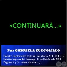 CONTINUAR - Por GABRIELA ZUCCOLILLO - Domingo, 18 de Octubre de 2020